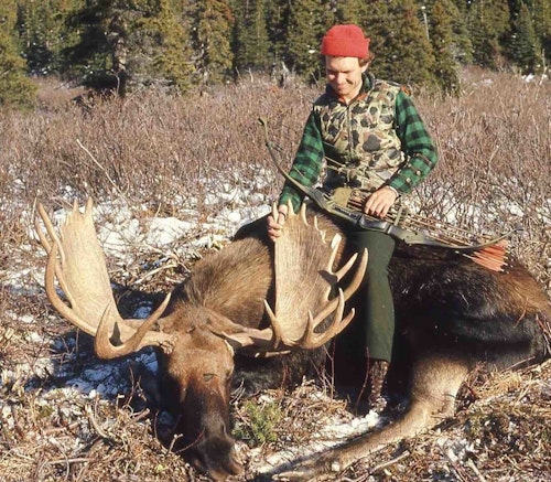 Chuck Adams killed his first Pope and Young record book animal, this Canada moose, in 1976 with a long-axled Bear Alaskan compound sent to him by Fred Bear.