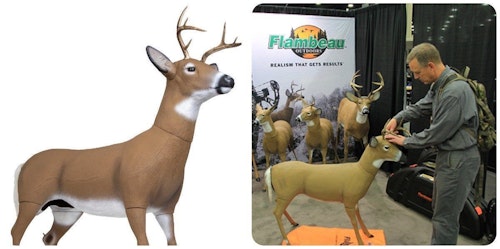The author tests antler fit in the new Flambeau Scrapper Buck decoy.