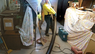 Using a Vacuum Trailer Attached to a HDPE Pipe, Contractor Unblocks Sewer Pipe for Homeowner