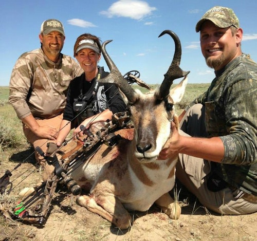 Outfitters Scott and Angie Denny of Table Mountain Outfitters celebrate with another successful client.
