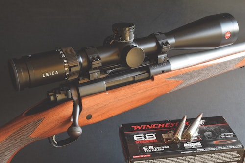 For 6.8 range trials, the author used this Krieger-barreled Model 70 with Leica 2.5-15X Amplus 6 scope.