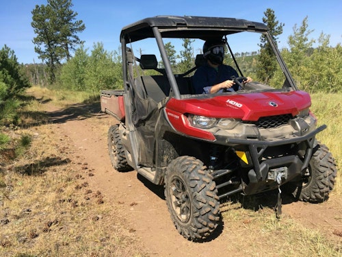 The author snapped this shot of a Can-Am Defender during a 2018 test drive in South Dakota's Black Hills.