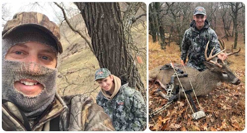 The author’s son Elliott practiced enough to hit a 4-inch bull’s-eye every time from 10 to 15 yards, then made a perfect 7-yard shot on this South Dakota buck.