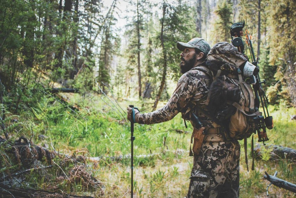 Spot-and-stalk black bear hunting often requires long hikes into remote wilderness areas, locating natural openings with good spring green-up and putting your optics to work.