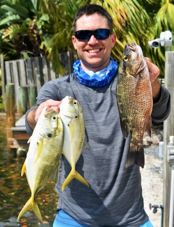 Dinner! Most days the author caught fish from the dock for his wife and him to eat fresh that night.