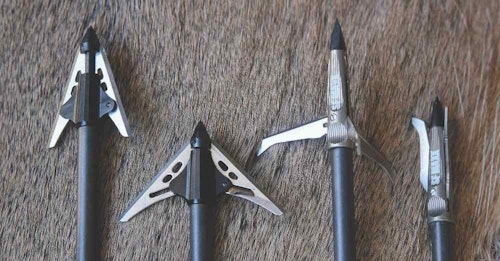 Hybrids (left) and mechanicals (right) both have blades that move upon impact. Modern versions are strong enough to perform well on whitetails.  