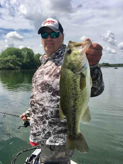 Chris, one of the author’s frequent fishing partners, relies on one lure almost exclusively to catch deep weedline largemouth bass.