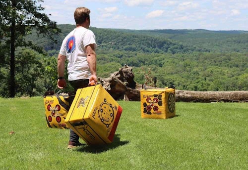 High-speed crossbows require targets that can stand up to the test. Cube-shaped bag targets work well because they are freestanding, and arrow removal is easy.