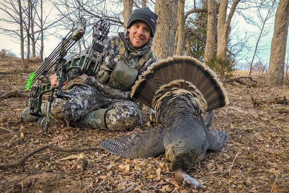 This Oklahoma turkey fell to the author’s well-placed SEVR Broadhead.