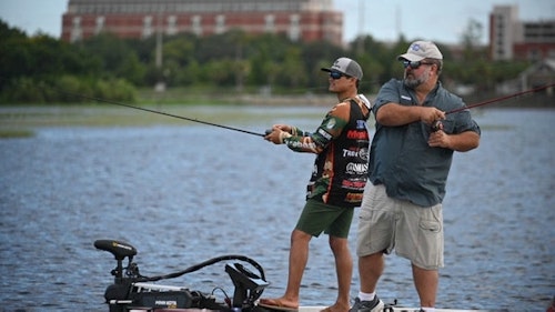 Professional bass angler Chis Zaldain guides David Lowrie on Lake Toho in Lowrie’s newly overhauled Skeeter.