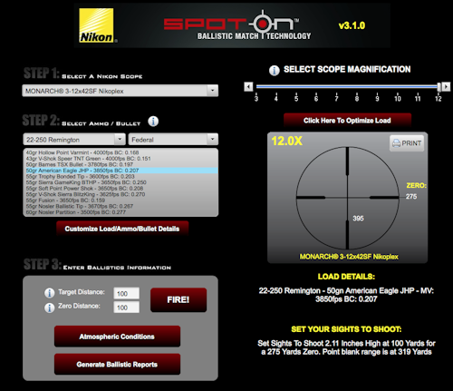 Ballistic programs such as Nikon Optic’s Spot On calculator take the guesswork out of computing a bullet’s maximum point blank range.