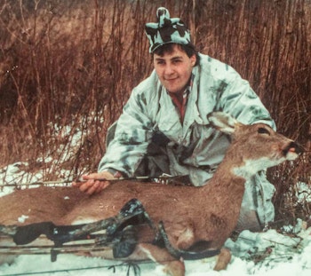 A young Ralph Cianciarulo proudly poses with a doe. The good news: Nothing has changed! He drops the string on a number of does each year.