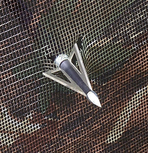 Cut-on-contact fixed-blade broadheads slice through mesh much better than mechanicals.