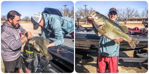 Tyler Anderson brings his live bass to be weighed on a certified scale.