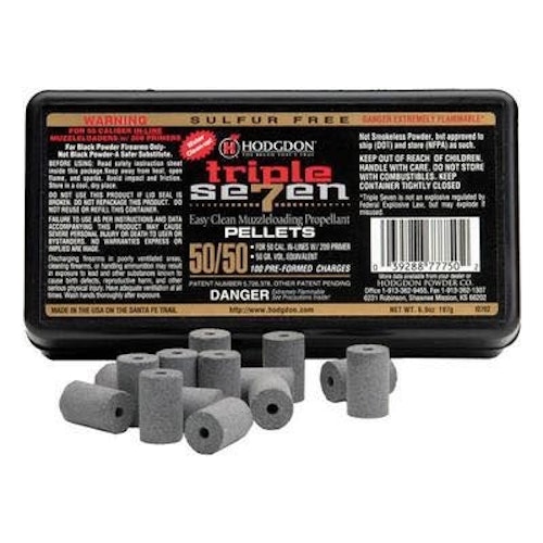 Black power substitutes make it easy for the hunter to choose between 100 grains (two pellets) and 150 grains (three pellets).