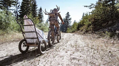 Not only does an e-bike have the power to pull a trailer packed with a treestand and other gear, but you can also use it to haul out a tagged big game animal. 