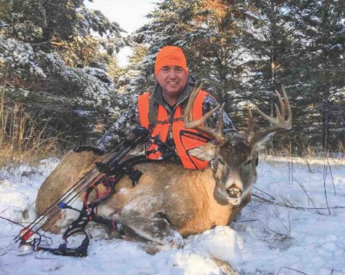 Craig Wendt with a big buck taken from his North Dakota farm. He passes on smaller bucks and waits for a shot opportunity on one that is at least 5 years old.