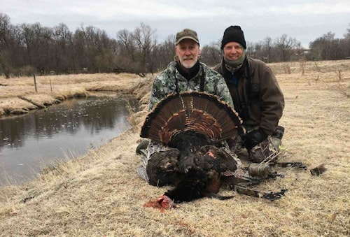 Dress warm when pursuing spring wild turkeys in wintery conditions. This is time to grab the same garments you wore when pursuing whitetails in November.