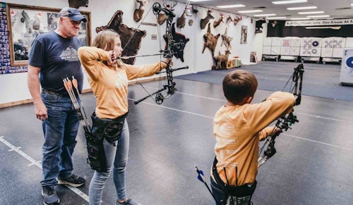 Gary Hintz of Bucks & Bulls Archery in Stevens Point, Wisconsin, instructs dozens of young customers how to properly shoot any type of release using back tension. Many of his young students are shooting hinges or tension-activated releases.