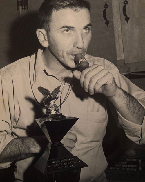 The Yentzen Caller made the national stage when a young Texan rolled onto Main Street in Stuttgart, Arkansas. James “Cowboy” Fernandez, who soon thereafter co-founded Sure-Shot Game Calls, took the 1959 World’s Championship Duck Calling Contest by storm. He was the first Texan to win the contest, and the first to use a double reed duck call. That call, the Yentzen Caller, was the catalyst he used to start Sure-Shot Game Calls.