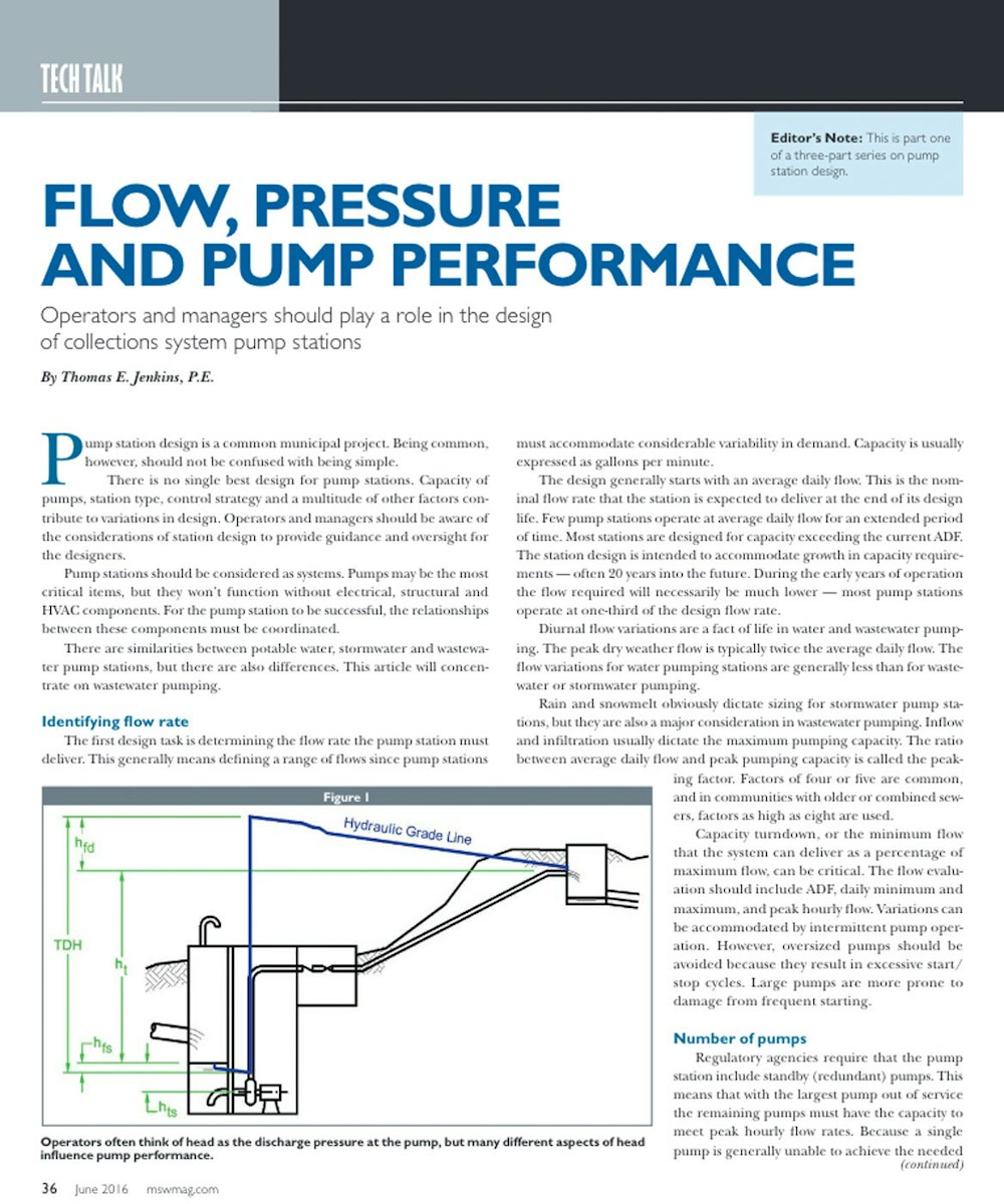 Flow Pressure And Pump Performance Municipal Sewer And Water