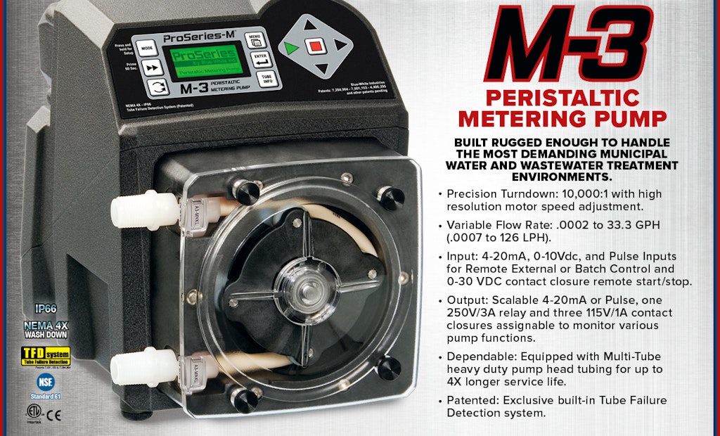 Rugged, Dependable, Precise: M-3 Peristaltic Metering Pump