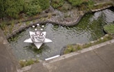 A Unique Metal Sculpture Reflects Its Water Treatment Plant Surroundings